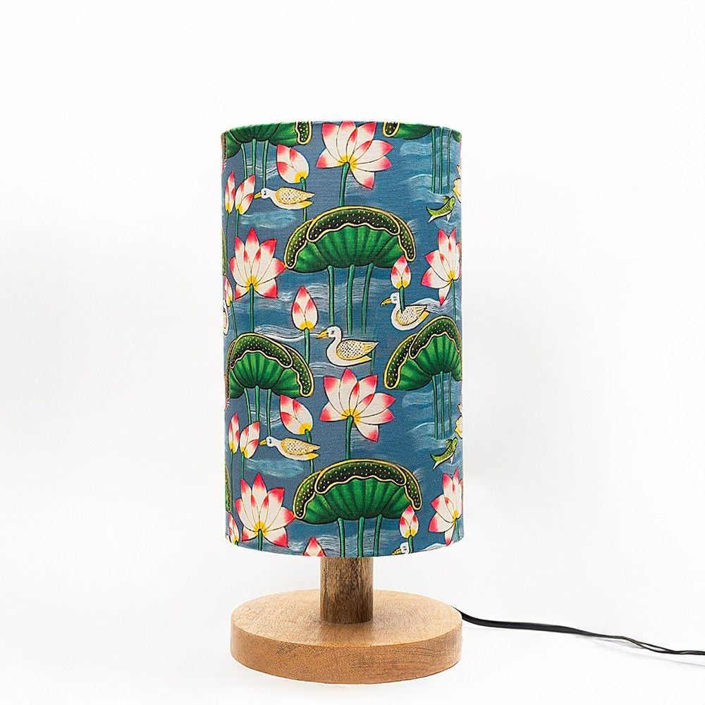 Pichwai Wooden Table Lamp shade | Mango wood Table Lamp