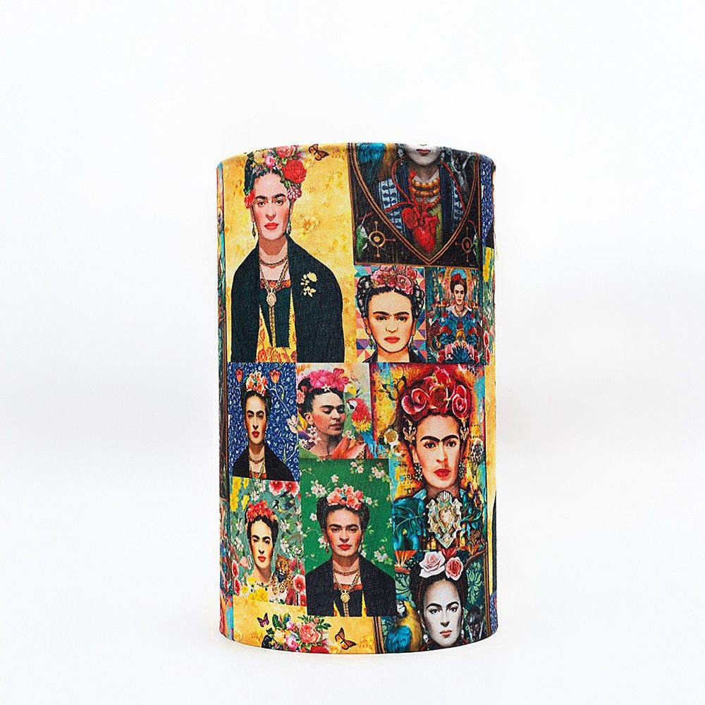 Yellow Frida Kahlo Wooden Table Lamp shade | Mango wood Table Lamp
