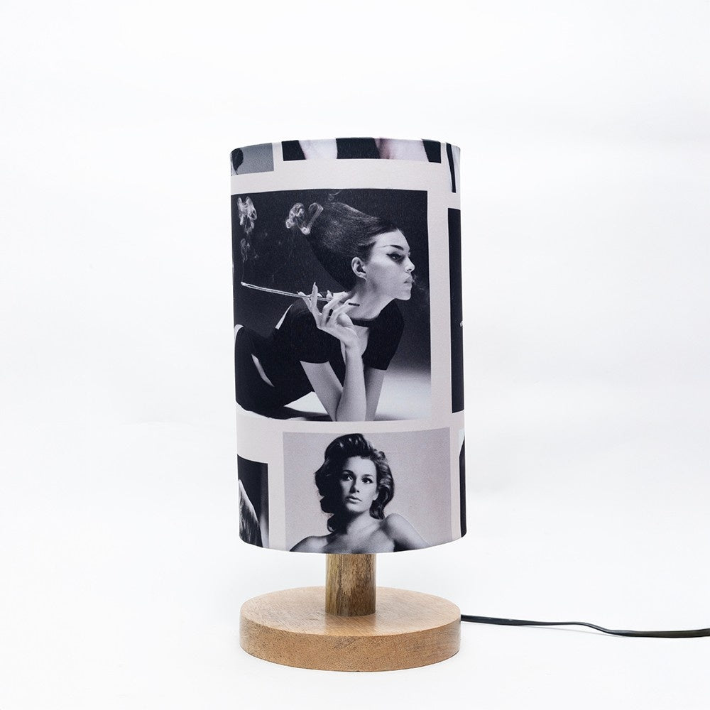 Retro Classic Table Lamp shade | Mango wood Table Lamp