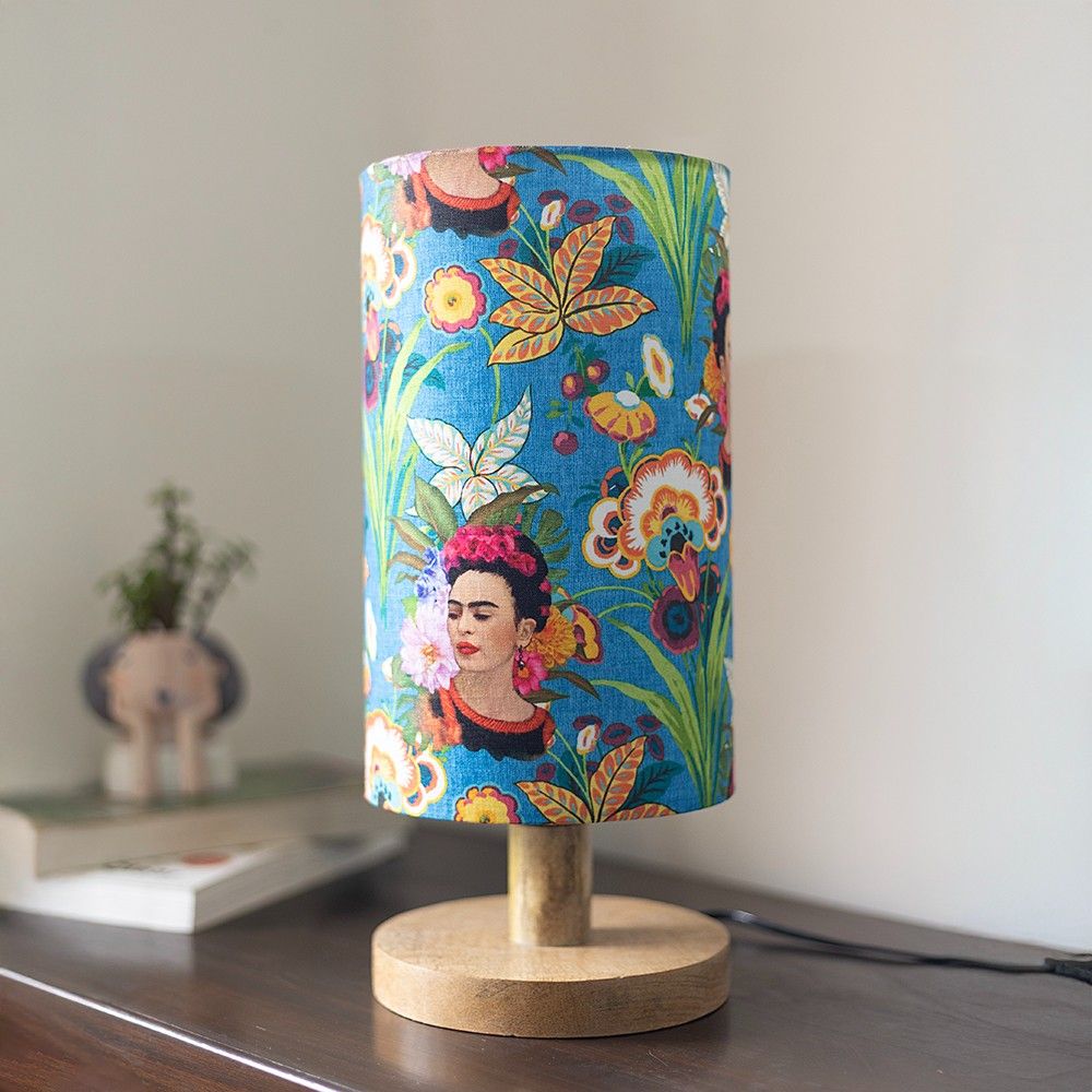 Frida Kahlo Wooden Table Lamp shade | Mango wood Table Lamp