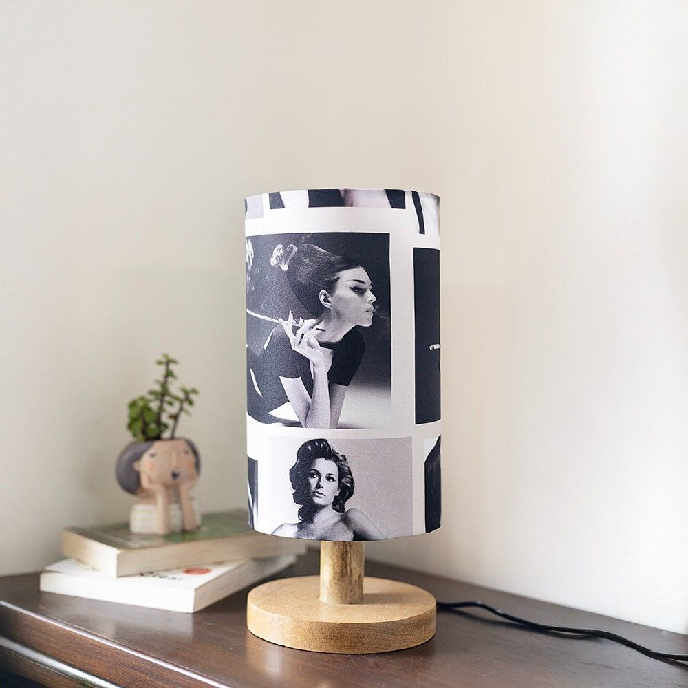 Retro Classic Table Lamp shade | Mango wood Table Lamp