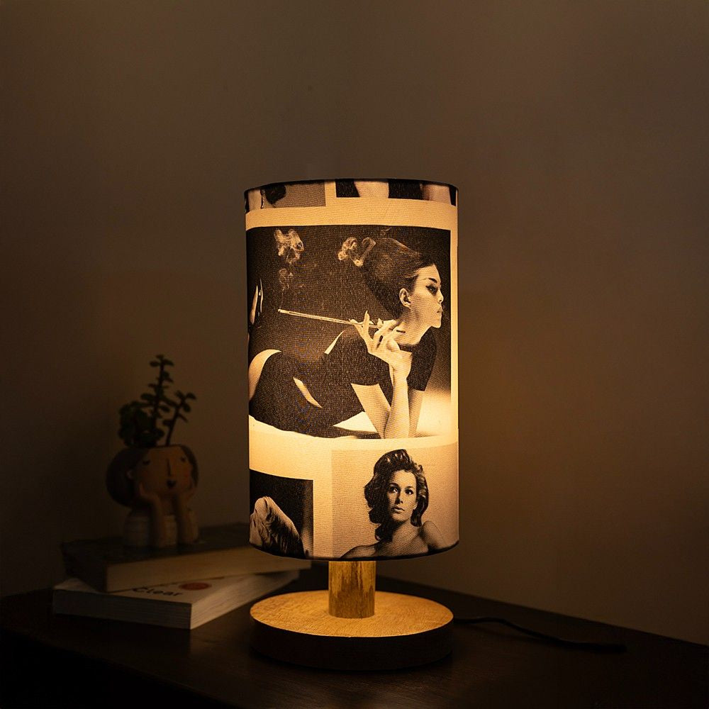 Retro Classic Table Lamp shade | Mango wood Table Lamp