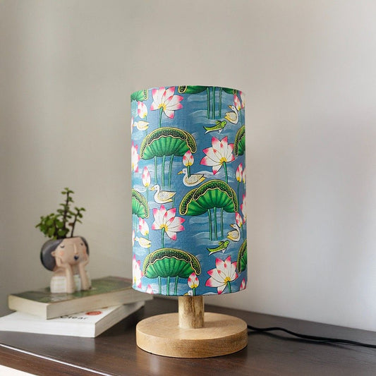 Pichwai Wooden Table Lamp shade | Mango wood Table Lamp