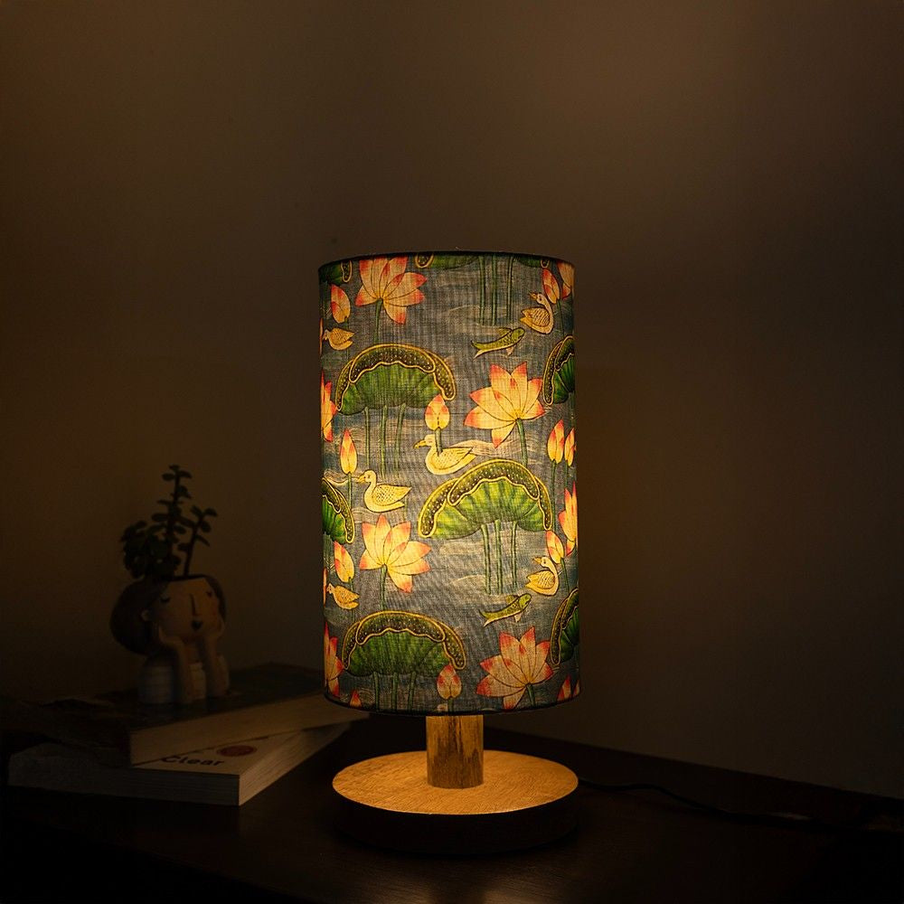 Pichwai Wooden Table Lamp shade | Mango wood Table Lamp