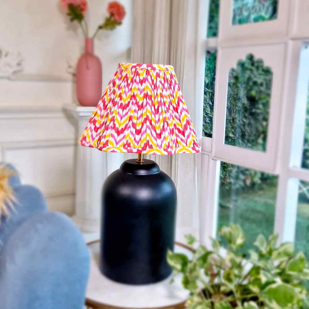 Zigzag Orange Cotton Scallop Gathered Lampshade (Small)