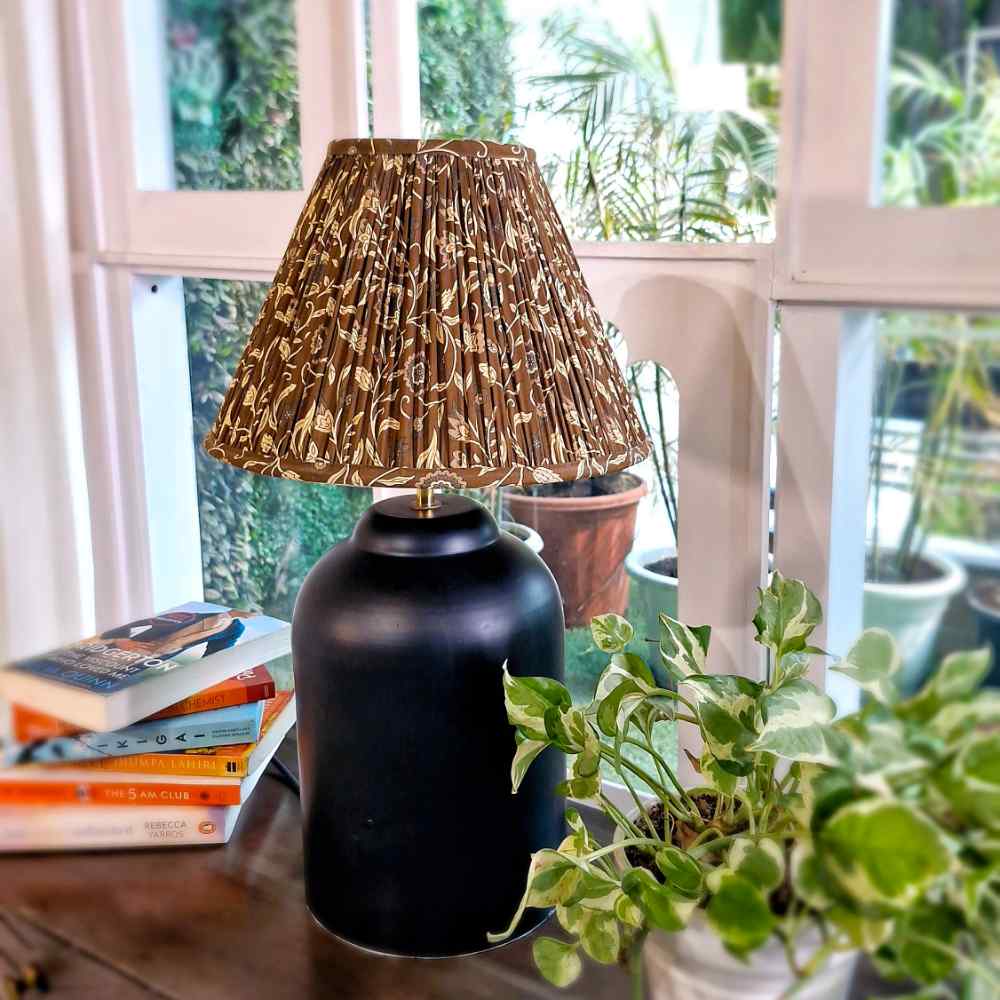 Brown Cotton Empire Gathered Lampshade