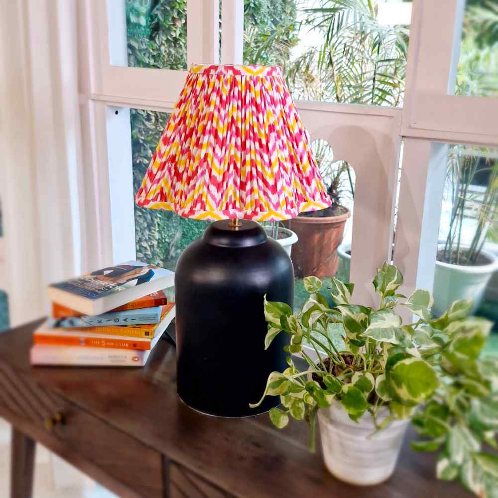 Zigzag Orange Cotton Scallop Gathered Lampshade (Small)