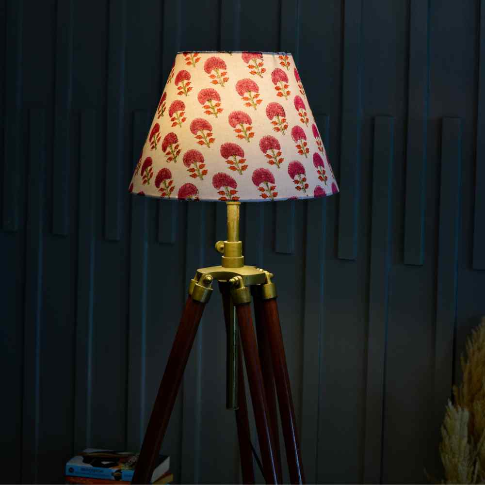 Pink Floral Conical Lampshade Big