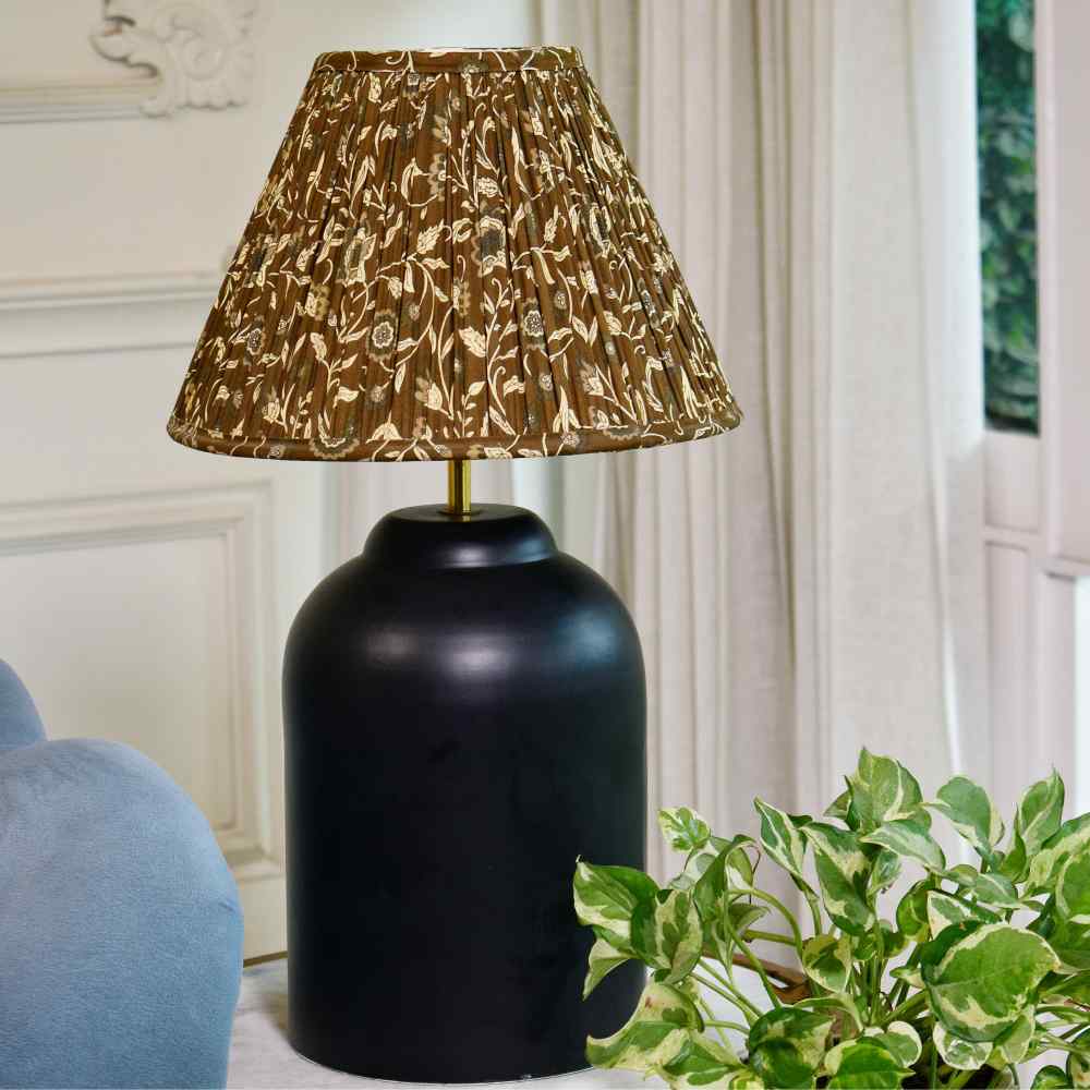 Brown Cotton Empire Gathered Lampshade