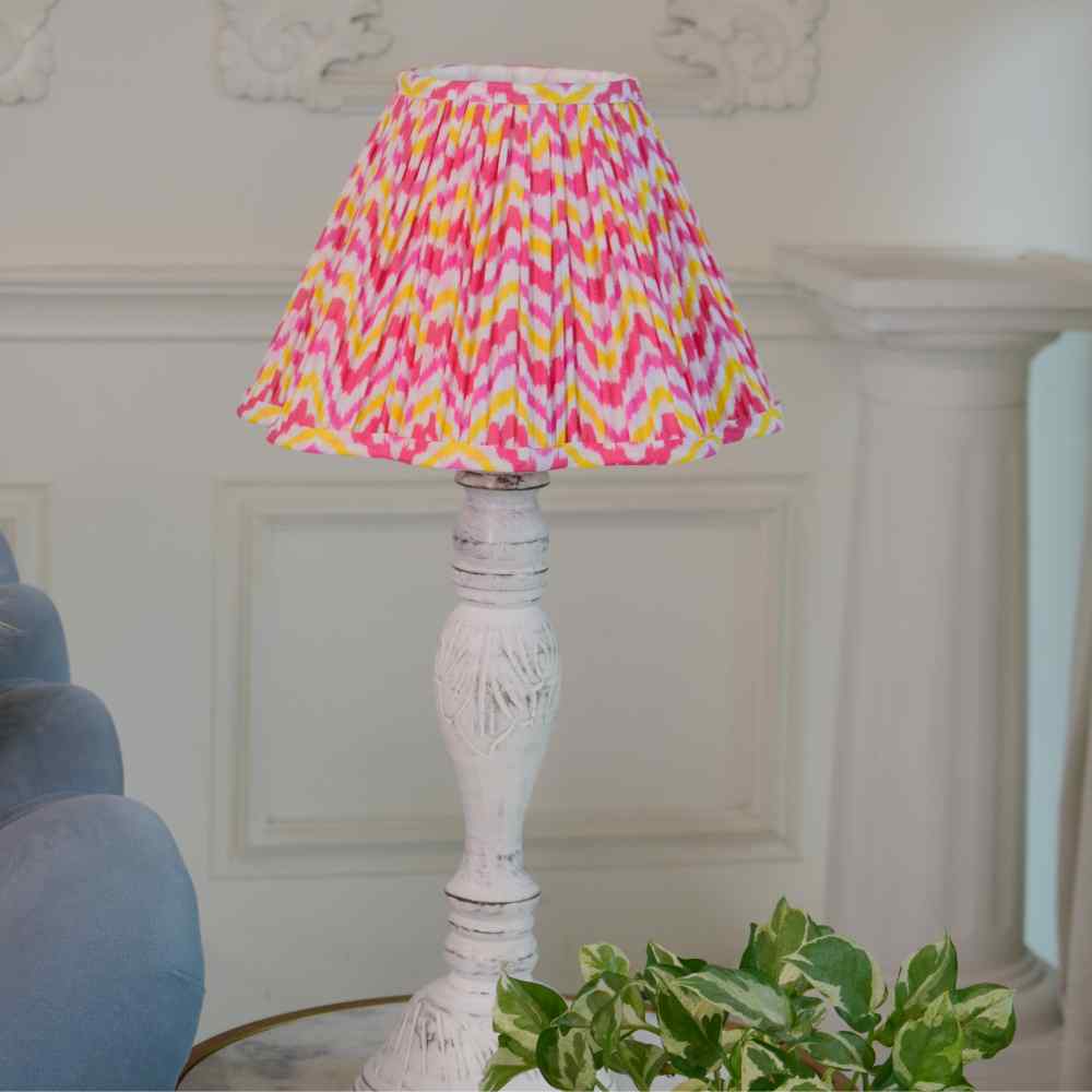 Zigzag Orange Cotton Scallop Gathered Lampshade (Small)