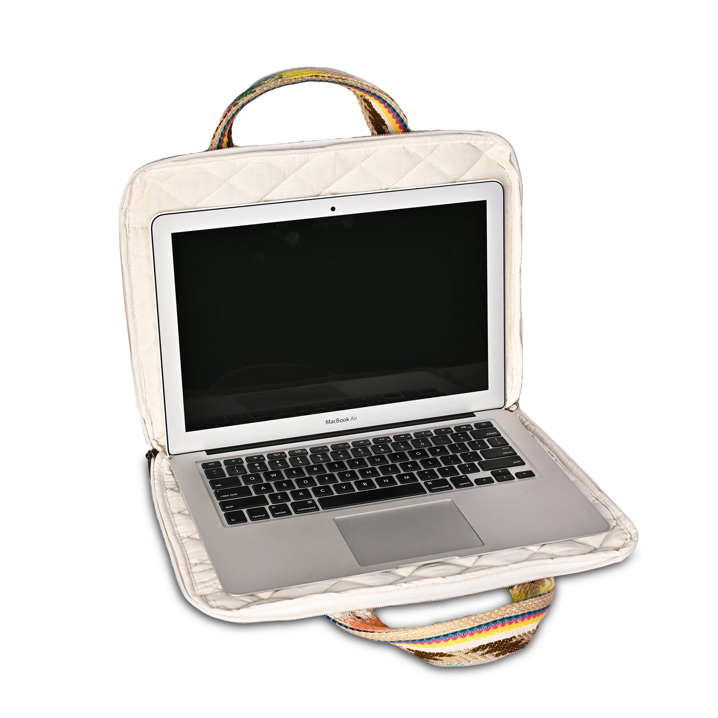 Beige Jacquard Fabric Laptop Sleeve / Macbook Sleeve | Premium Laptop Sleeves & Bags | MacBook Covers for Women