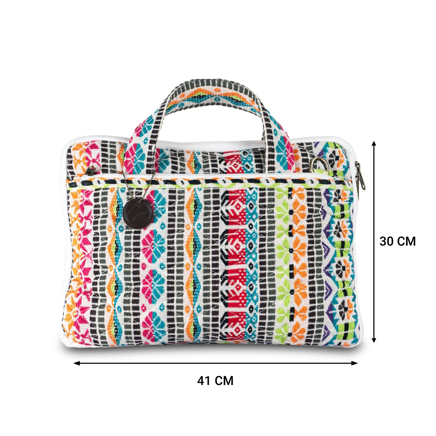 Pink Jacquard Fabric Laptop Sleeve / Macbook Sleeve With Handle And Shoulder Strap