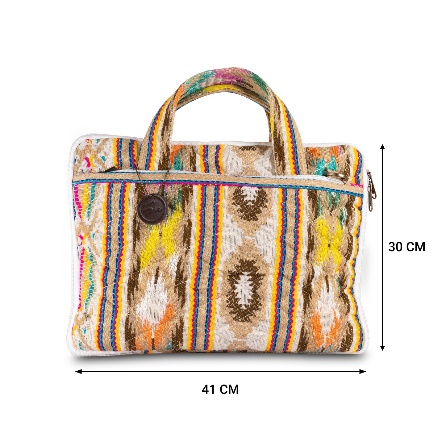 Beige Jacquard Fabric Laptop Sleeve / Macbook Sleeve | Premium Laptop Sleeves & Bags | MacBook Covers for Women