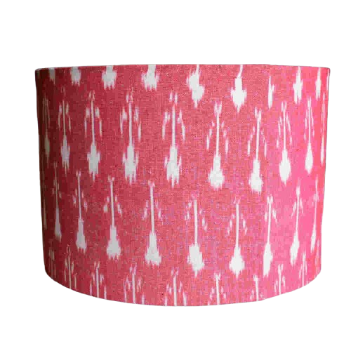 Red Ikat Print Drum Lampshade