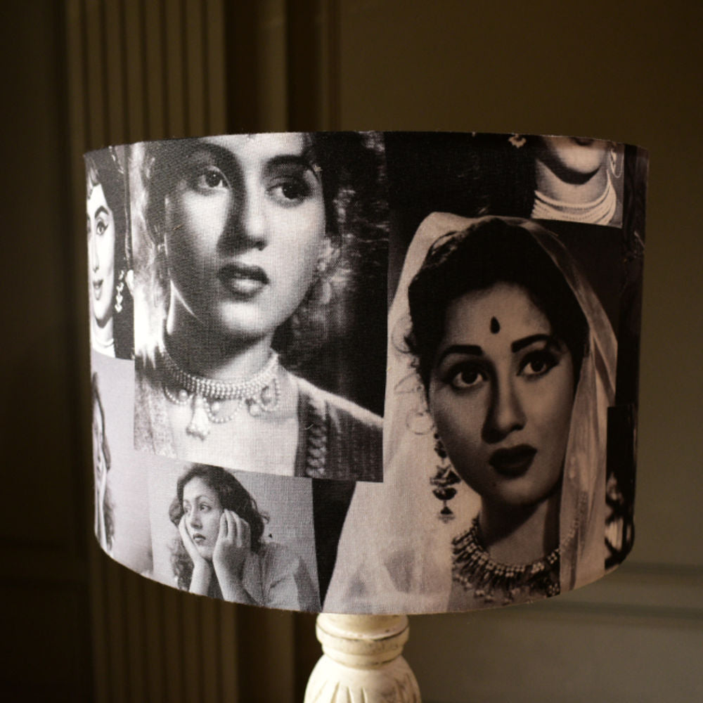 Retro Theme Print Drum Lampshade |Bollywood Theme Drum Lampshade
