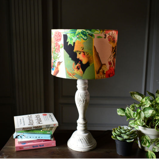 Victorian Print Drum Lampshade | Vintage Print Lampshade