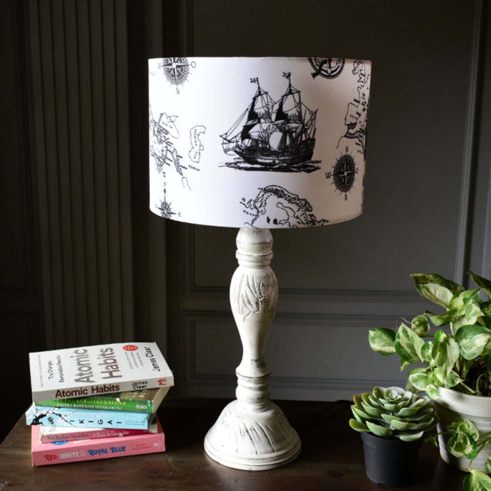Nautical Print Drum Lampshade