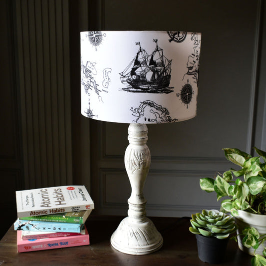 Nautical Print Drum Lampshade