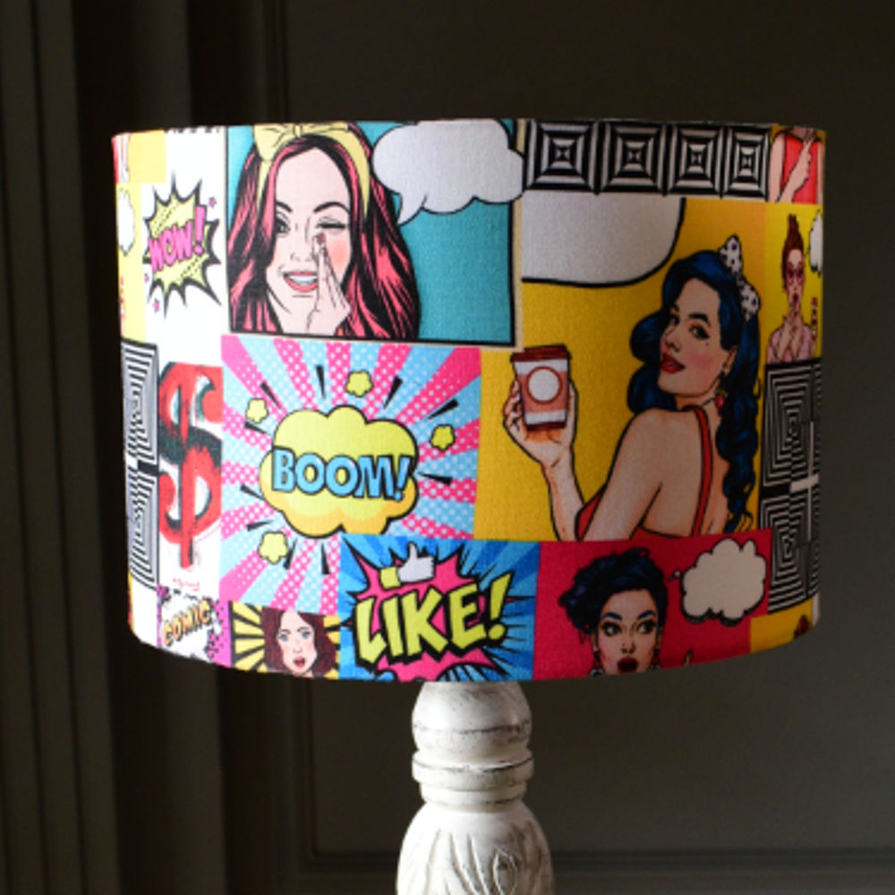 Comic Book Pop Art Print Drum Lampshade