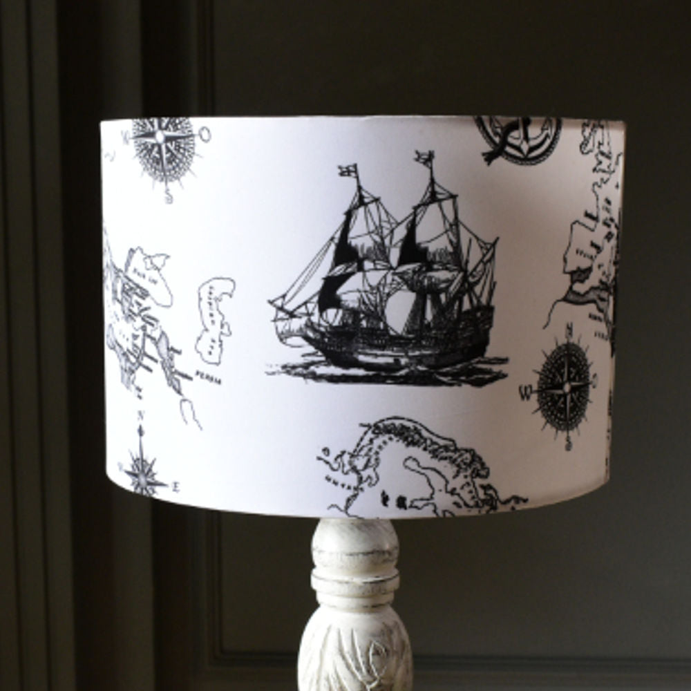 Nautical Print Drum Lampshade