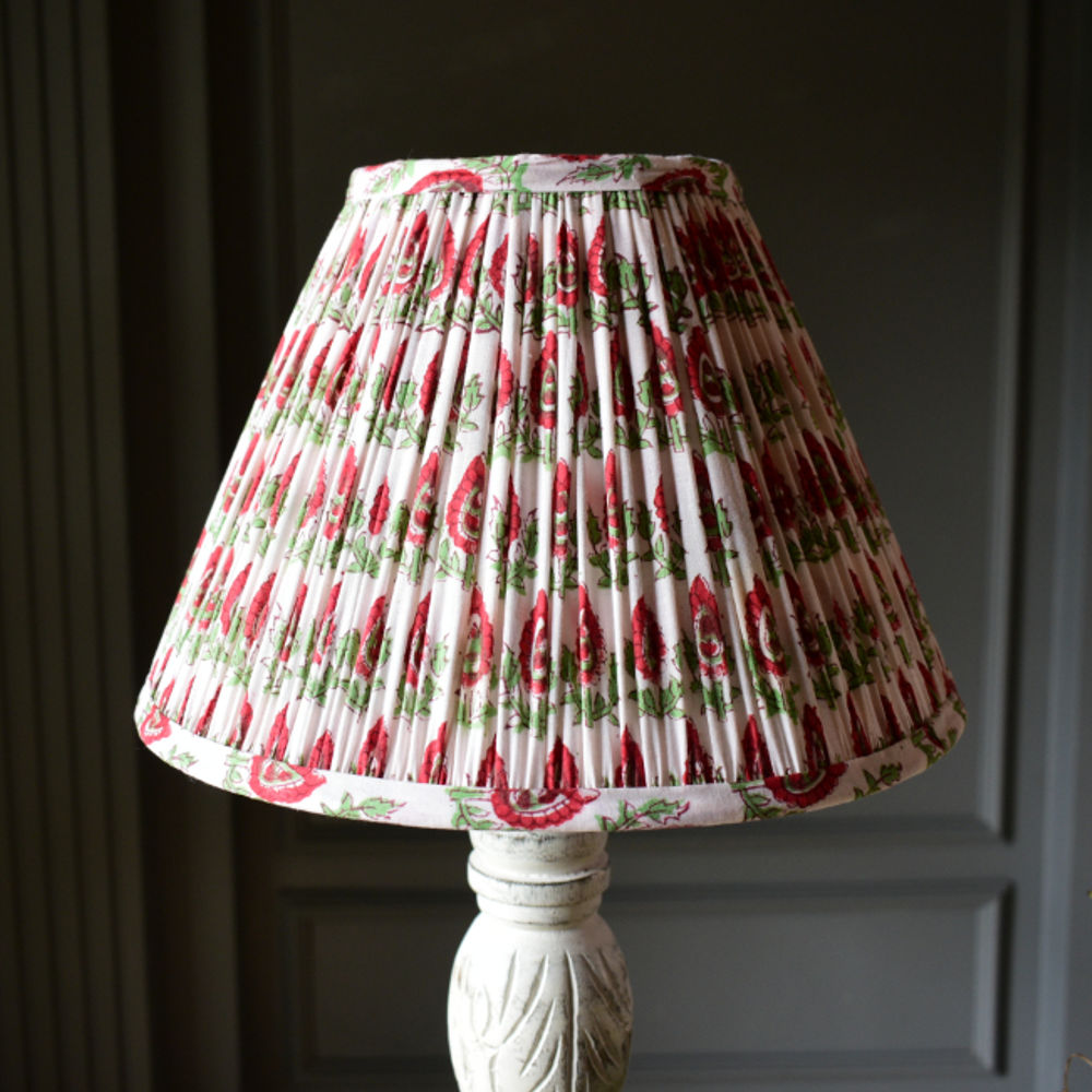 Cotton Block Printed Empire Gathered Lampshade