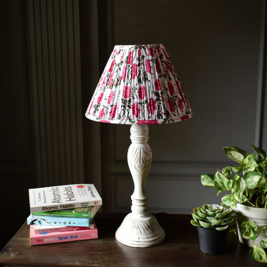 Pink Floral Cotton Block Printed Empire Gathered Lampshade