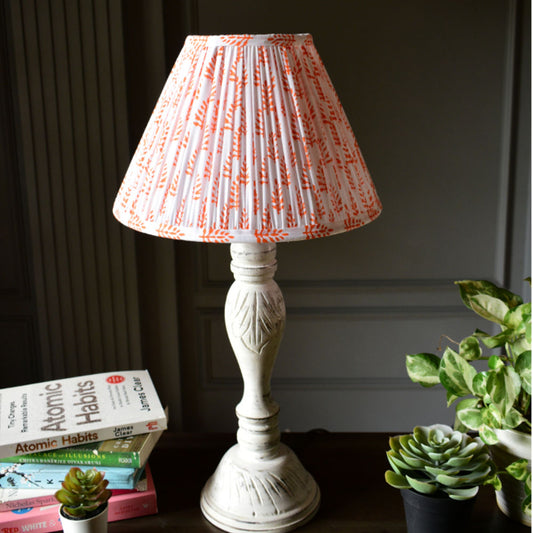 Orange Floral Block Printed Empire Gathered Lampshade