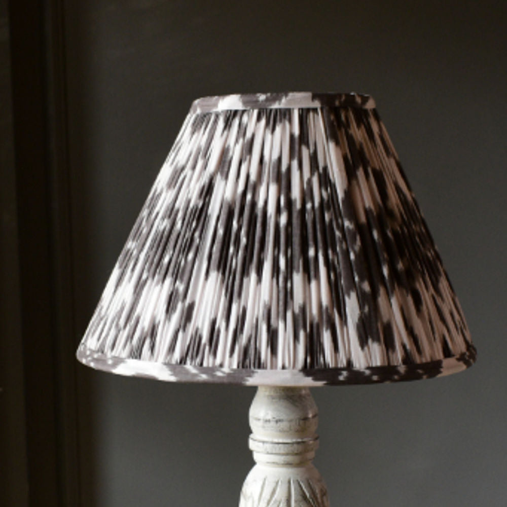 Grey Ikat Cotton Empire Gathered Lampshade