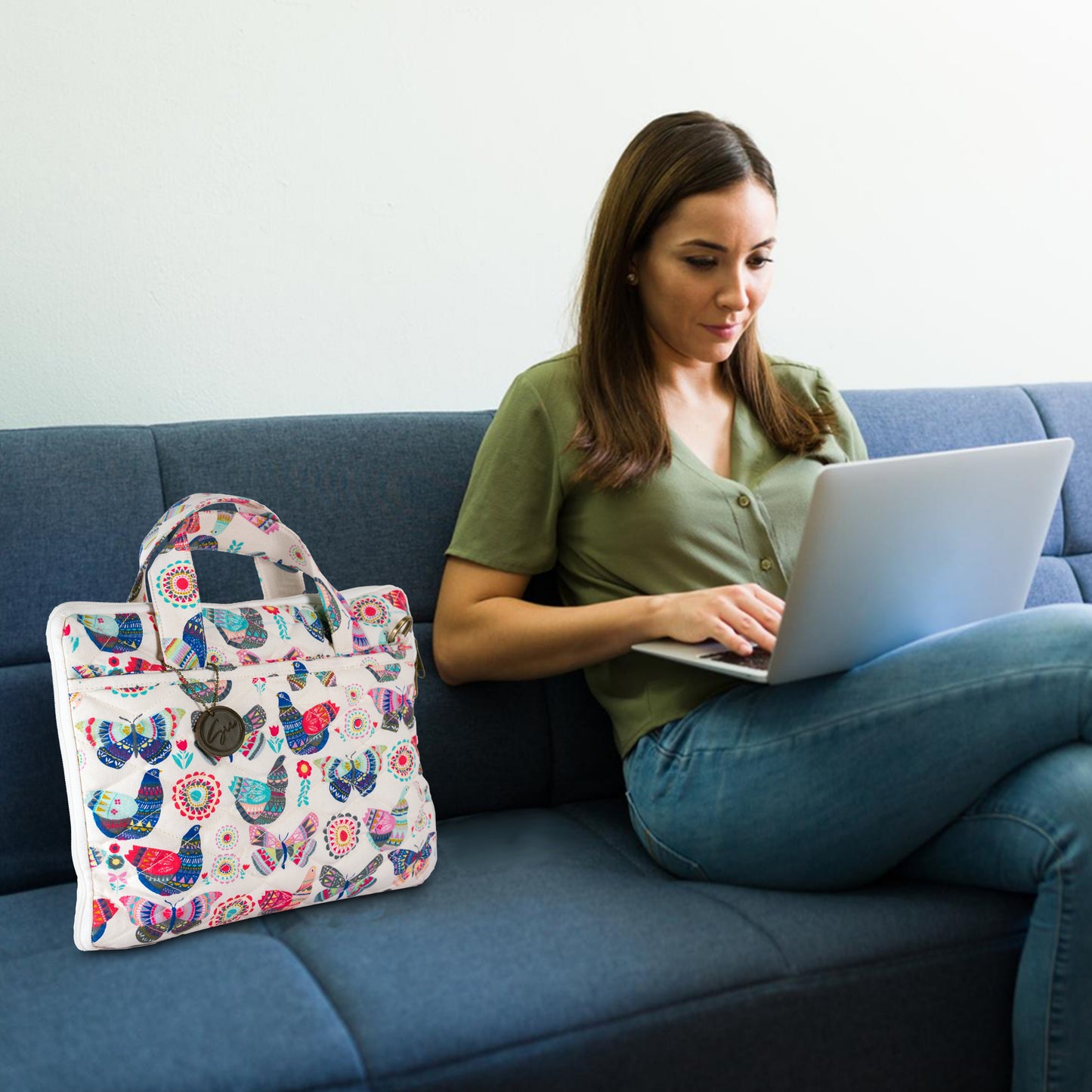 Butterfly Print Canvas Fabric Laptop Sleeve/ Macbook Sleeve | Premium Laptop Sleeves & Bags | MacBook Covers for Women