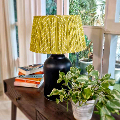 Green Silk Drum Gathered Lampshade