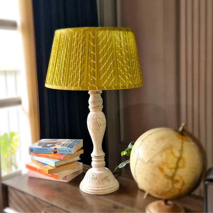 Green Silk Drum Gathered Lampshade