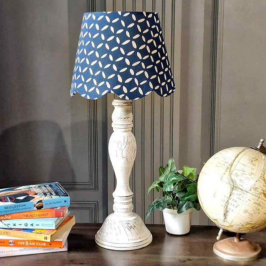 Indigo Plain Scallop Lampshade