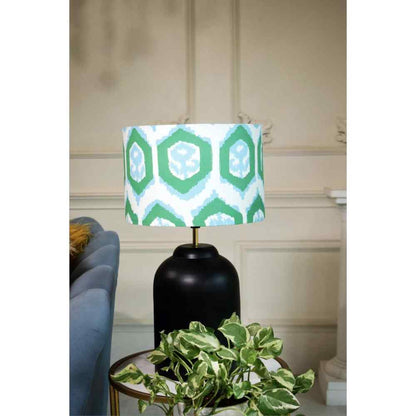 Green Abstract Print Drum Lampshade