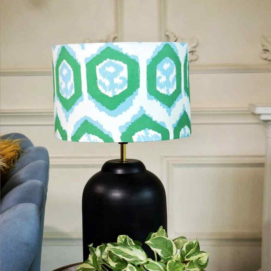 Green Abstract Print Drum Lampshade