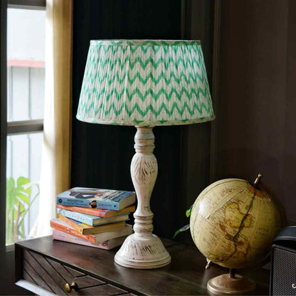 Green Cotton Gathered Drum Lampshade