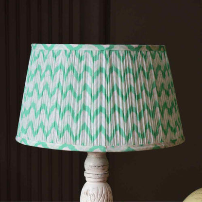 Green Cotton Gathered Drum Lampshade