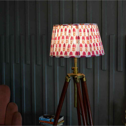 Pink Block Printed Cotton Gathered Lampshade