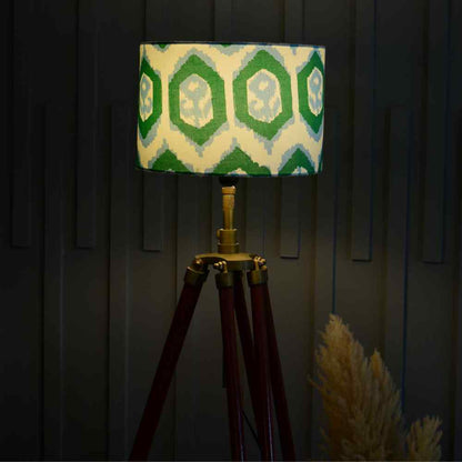 Green Abstract Print Drum Lampshade