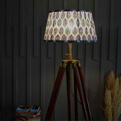 Blue Cotton Gathered Drum Lampshade