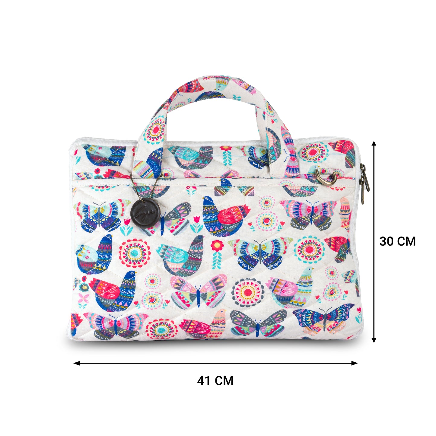 Butterfly Print Canvas Fabric Laptop Bag 15"