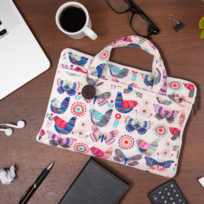 Butterfly Print Canvas Fabric Laptop Bag 15"