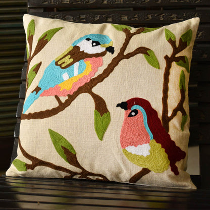 Bird  Embroidery Cushion Cover