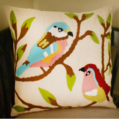 Bird  Embroidery Cushion Cover