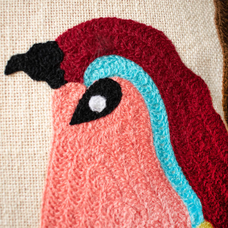 Bird  Embroidery Cushion Cover