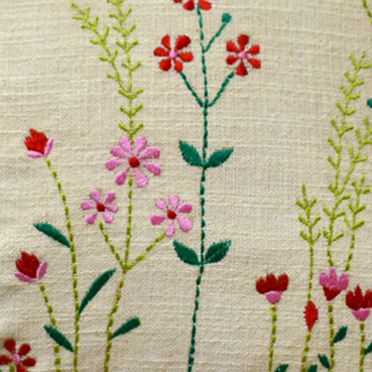 Floral Embroidery Cushion Cover