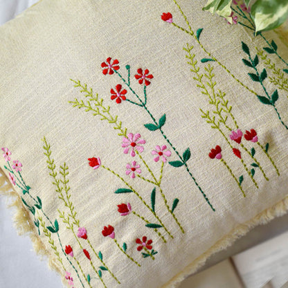 Floral Embroidery Cushion Cover